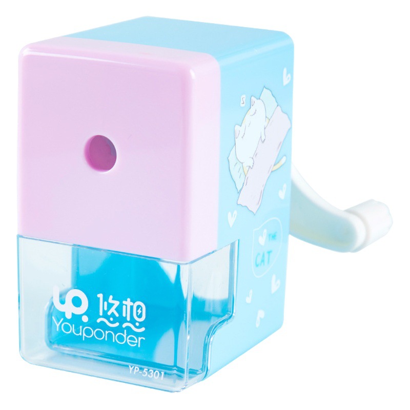 Youxiang Sacapuntas de acero de aleación cuchillo núcleo sacapuntas Sacapuntas de lápiz de manivela para niños Sacapuntas de lápiz de dibujos animados de papelería de Estudiante