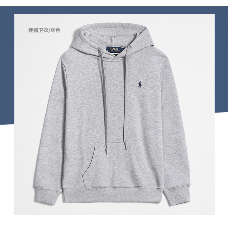 Hooded pullover sweatshirt - gray with black logo