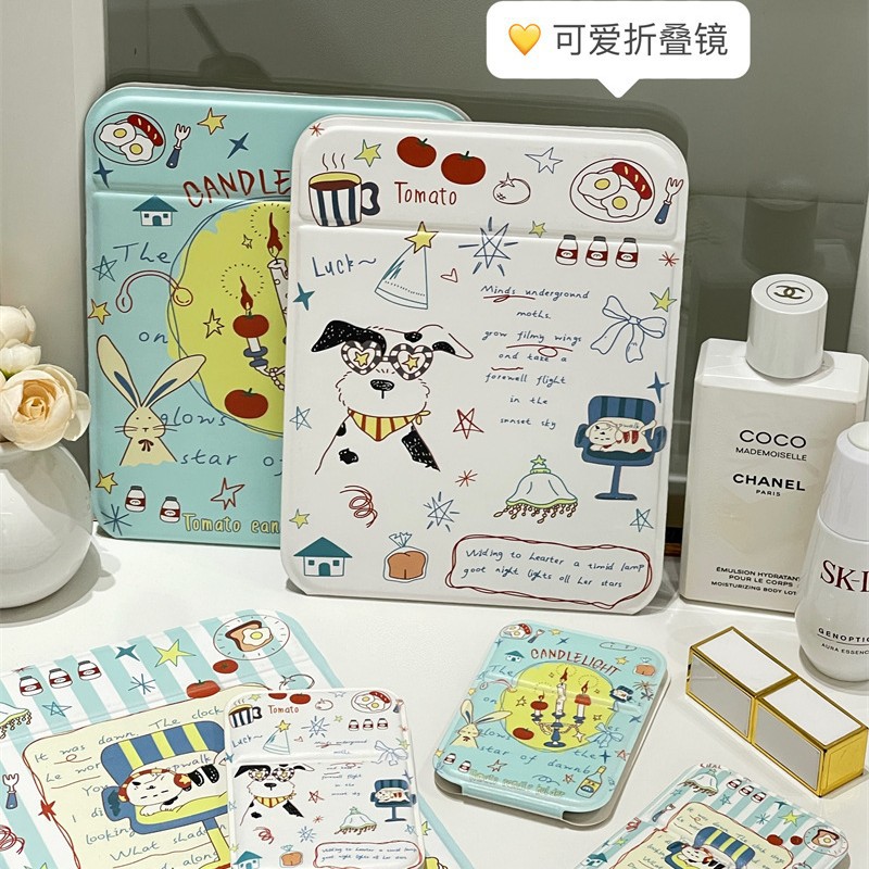 Nuevo espejo de escritorio de alto valor, anticaídas, todo incluido, espejo pequeño con espejo de maquillaje, espejo plegable para viajes