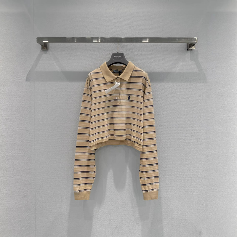 Nanyou high-end version P brand 2026 new striped short Polo long-sleeve shirt Nanyou high-end version P brand 2026 new striped short Polo long-sleeve shirt