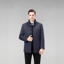 新款男士羊毛呢大衣中长款水貂毛领双面羊绒外套冬季羽绒内胆上衣