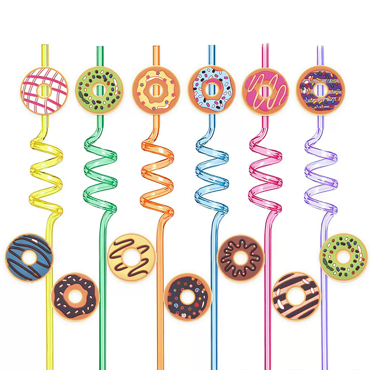 可爱卡通甜甜圈系列吸管套8mm软胶可拆卸吸管装饰品 吸管扣跨境品