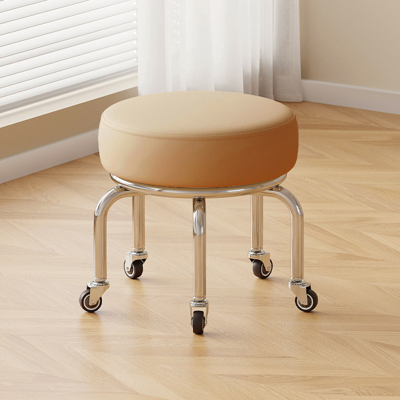 Polia doméstica taburete bajo rueda universal pequeño taburete silencioso rotativo taburete redondo móvil con artefacto moderno y simple