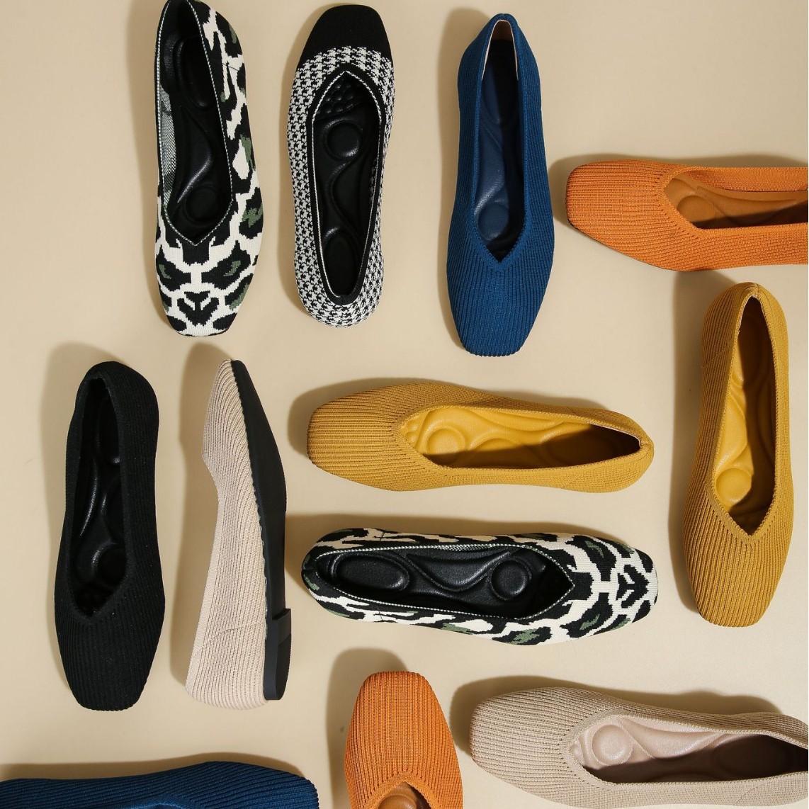 Flying Egg Roll European and American Princess Shoes Single Shoes Bean Shoes Woven Flat plus size Women's Shoes Soft Bottom Knitted Square Head Boat Shoes