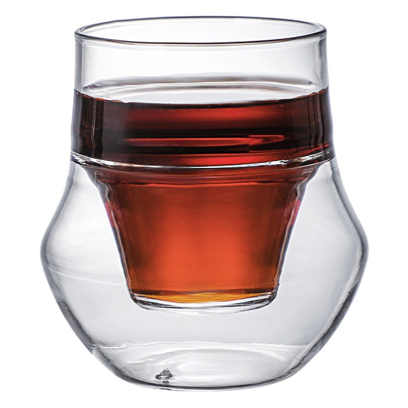 Nueva taza de café de vidrio de doble capa de una sola boca pequeña capacidad 100mL taza de té de doble capa Superior individual inferior doble taza