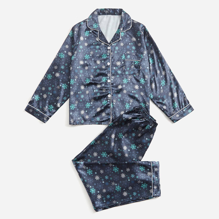 Navidad familia desgaste padre-niño desgaste Otoño e Invierno color sólido rayas satén seda artificial niños y niñas pijamas homewear traje