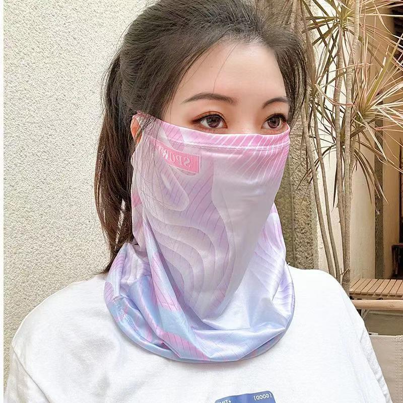 Máscara de protección solar de seda de hielo para hombres y mujeres, babero colgante, protector de cuello, máscara facial, velo de verano, transpirable y versátil