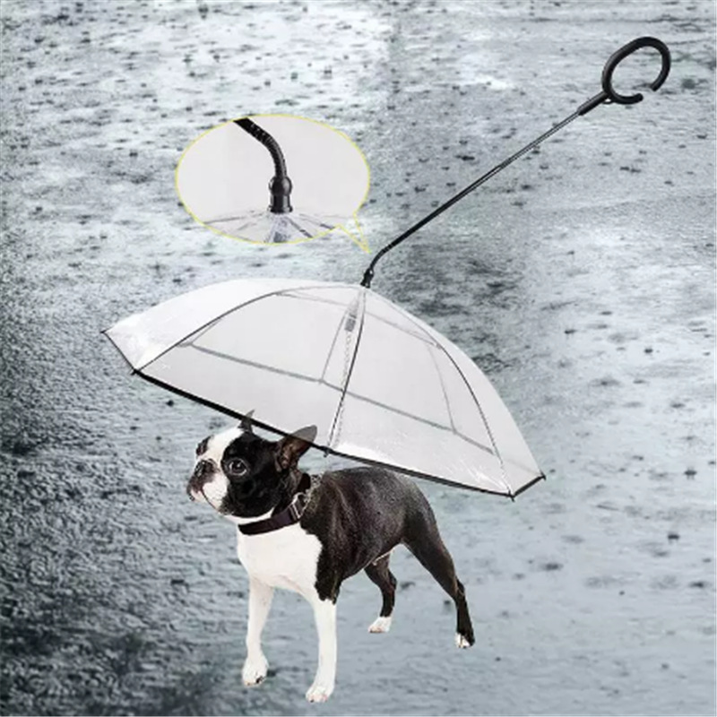 アップグレードされた透明ペット傘犬 C 型傘ペット用品調節可能な雨の日犬の散歩リード|undefined