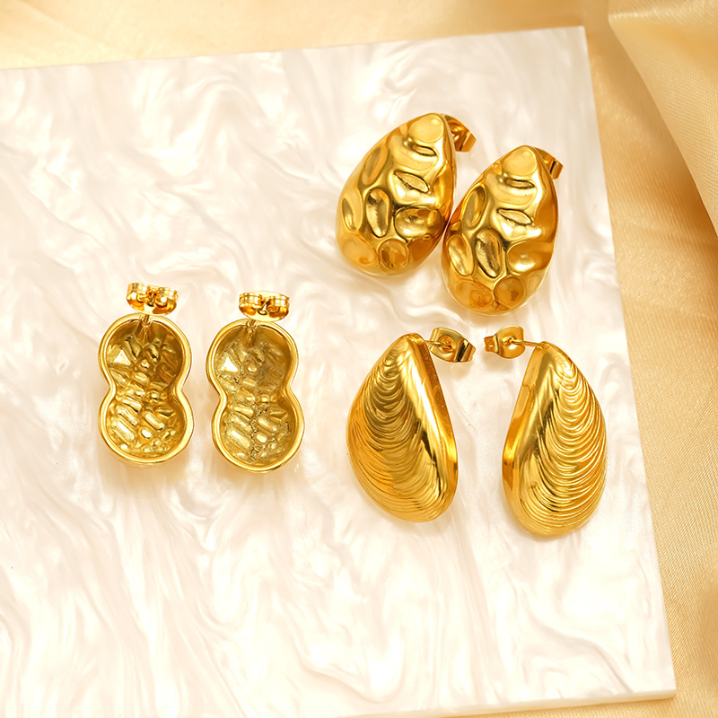 Boucles d oreilles clous marteau en acier inoxydable doré chic_voghion.com