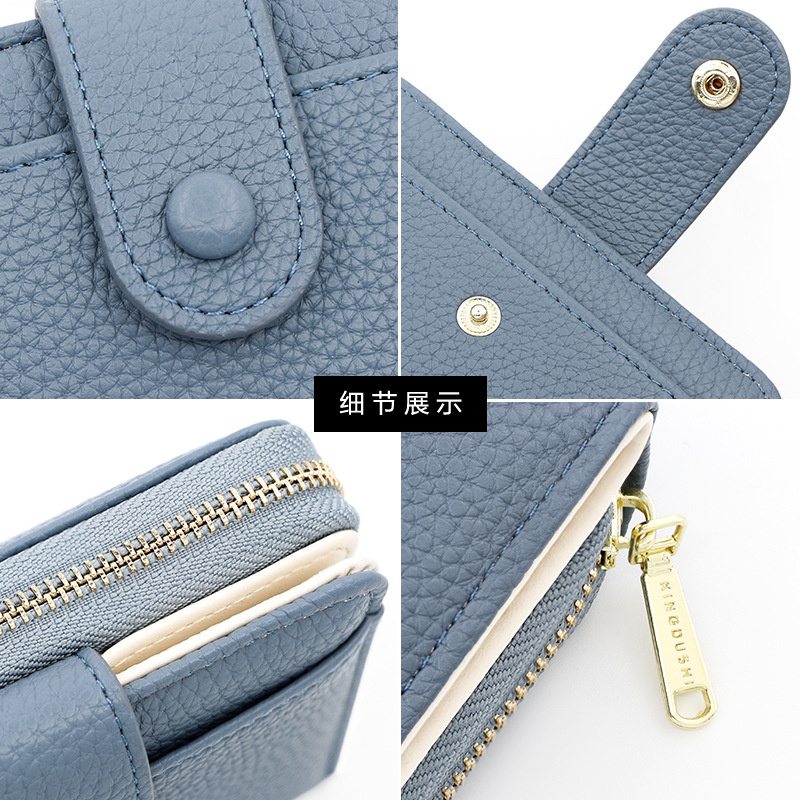 Nueva cartera transfronteriza de las mujeres simple patrón lychee cremallera monedero corto chica cartera al por mayor