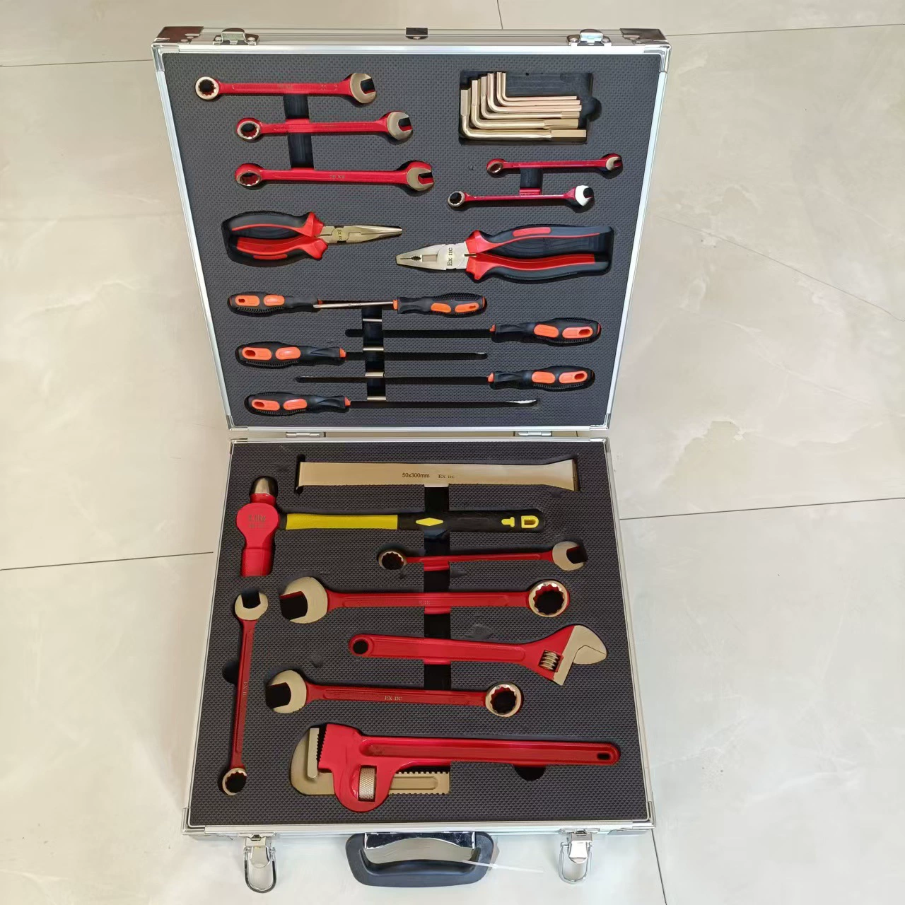 Взрывозащищенный комбинированный инструмент, набор из 30 предметов, ящик для инструментов из алюминиевого сплава, полный медный набор, взрывозащищенный набор инструментов, полный медный, бесплатная доставка