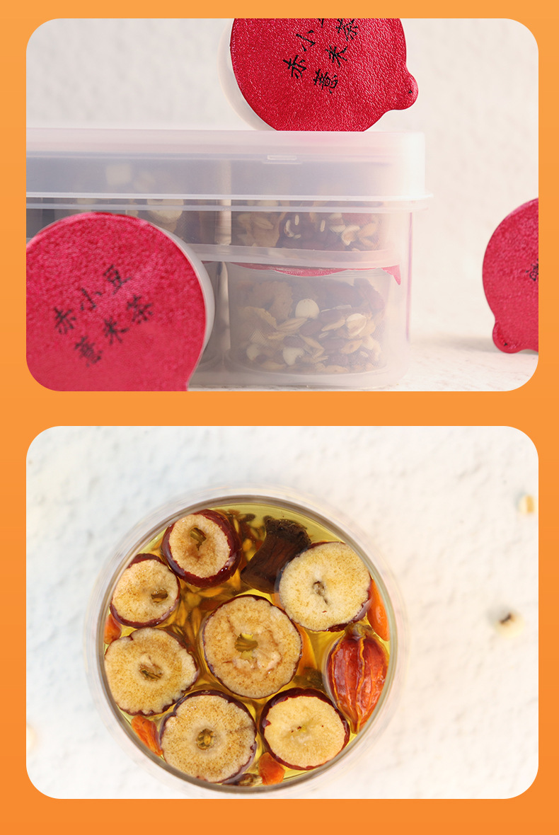 Red Bean Coix Seed Herbal Tea Chi Xiao Dou Yi Mi Cha 12 Herb Blend Caffeine Free Daily Wellness Tea 550g in use