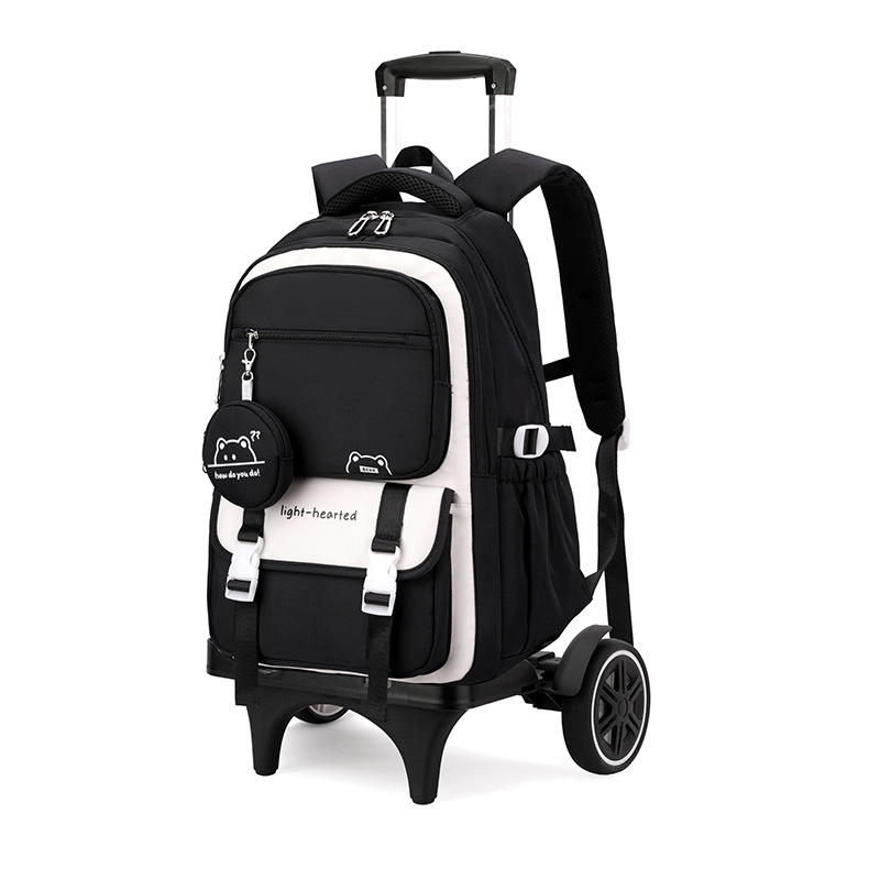 Mochila de tracción de pescado natural para estudiantes de secundaria de nicho multicapa de gran capacidad, mochila de tracción de hombro