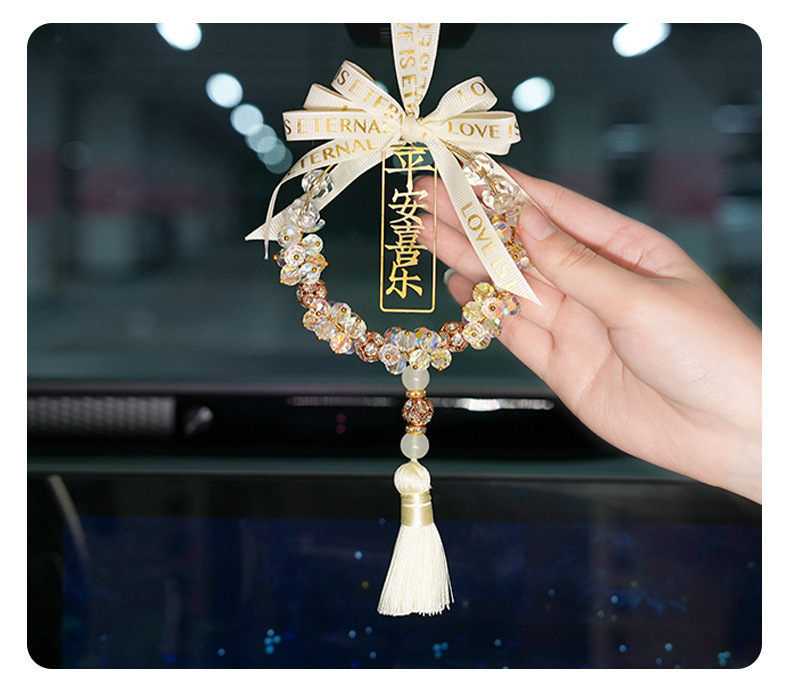 Cross-Border Hot-Selling Pendant, Peace and Joy Wheat Ear Car Decoration Pendant, Creative Car Rearview Mirror Hanging Ornament