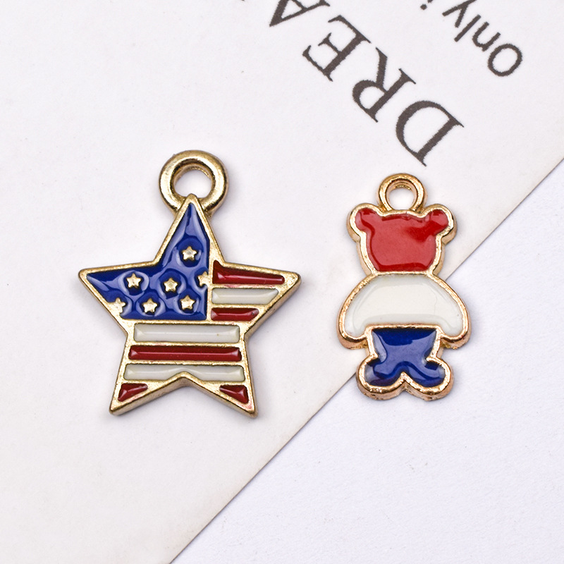 10 Pcs/package Simple Style National Flag Star Alloy Enamel Jewelry Accessories display picture 3