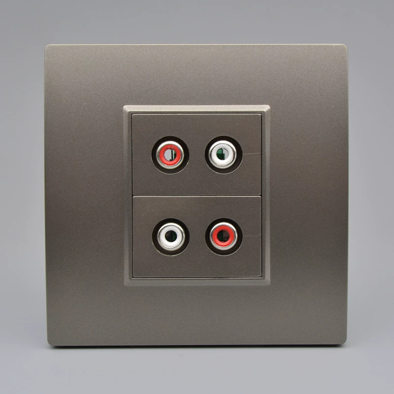 Темно-серая аудиопанель 86 типов с двойными отверстиями Головка лотоса красная и белая аудиопанель 2 настенные AV-розетки без сварки