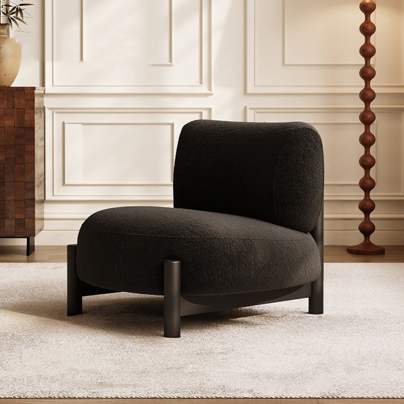 Medio Wabi-Jifeng Diseñador individual Sofá perezoso B & B Cordero Velvet Negociación Recepción Silla de ocio Una mesa y dos sillas