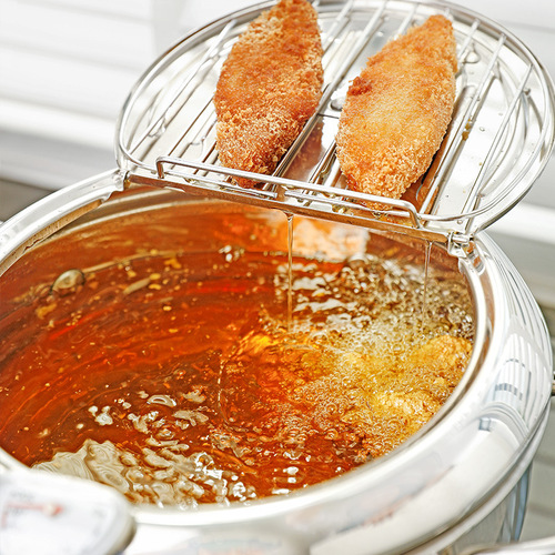 304 stainless steel Japanese tempura frying pan with thermometer small frying pan oil-saving pot induction cooker gas pot