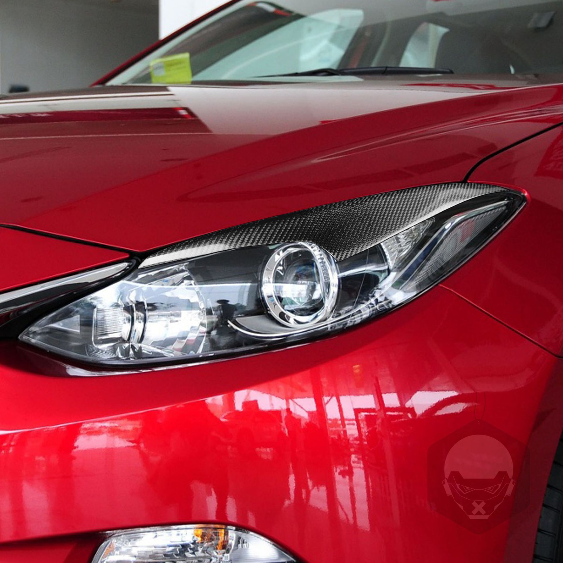 Carbon Fiber Headlight Eyelid Trim for Mazda 3 Axela 14-16