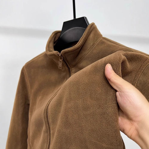 2025 Autumn/Winter Men's Collar Zipper Open Cardigan Jacket, Fall/Winter Men's Clothing, Thick Warm Fleece Pullover, Solid Color Jacket