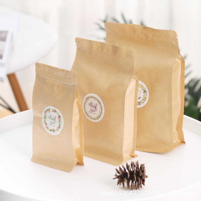 加厚牛皮纸袋自立自封袋3d八边封包装食品袋茶叶休闲食品袋子直销