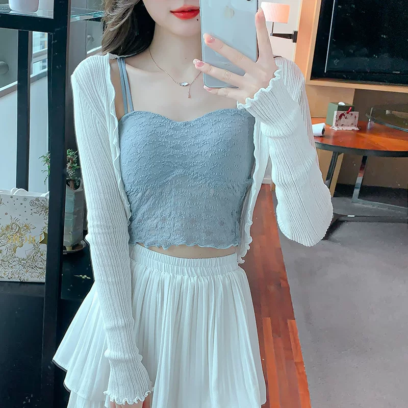 Summer knitted thin sweater, cardigan, cloak, lifting effect