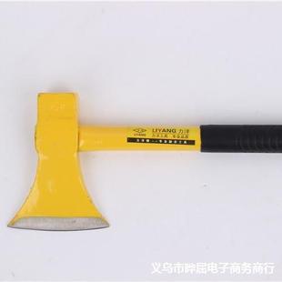 Yellow Steel Handle Ax with Iron Head for Outdoor Woodworking, Firewood Splitting, Mountain Climbing, Camping, Tree Cutting, Lacquered Finish