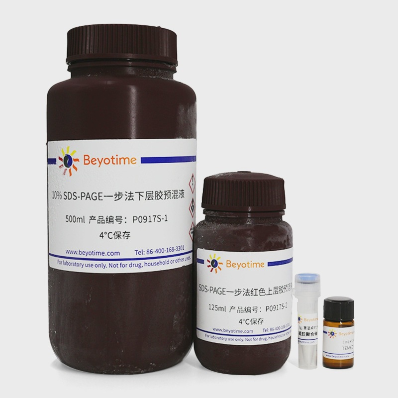 P0917S 10% SDS-PAGE凝胶一步法超快速配制试剂盒(红色上层胶)