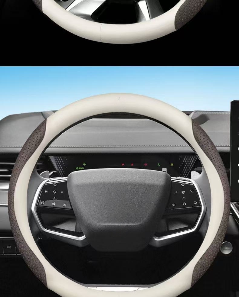 Car Steering Wheel Cover for Men and Women, Universal for All Seasons, New Breathable, Non-Slip, Sweat-Absorbent Round D-Shaped High-End Ultra-Thin Handle Cover