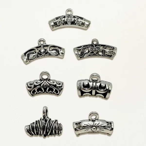 Alloy Electroplated Imitation Xizang Silver Three-Way Pendant Thai Style Chiang Mai Retro Old Multi-Circle Asymmetrical DIY Jewelry Accessories