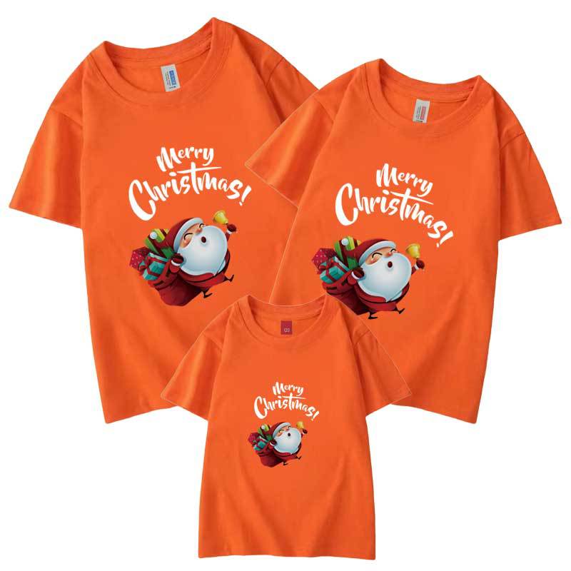 Navidad Año nuevo padre-niño desgaste verano peinado algodón nueva moda manga corta familia tres familia desgaste transfronterizo camiseta impresa