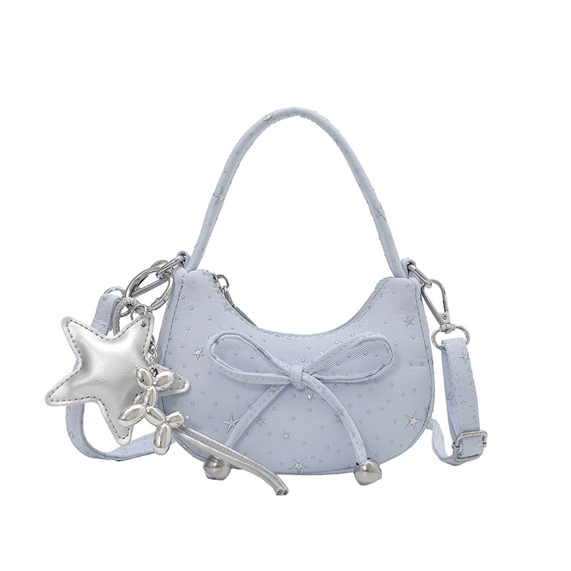 Fresco dulce arco bolso de niña pequeña mini bolso de hombro para niños nuevo bolso de media luna roja de aire extranjero