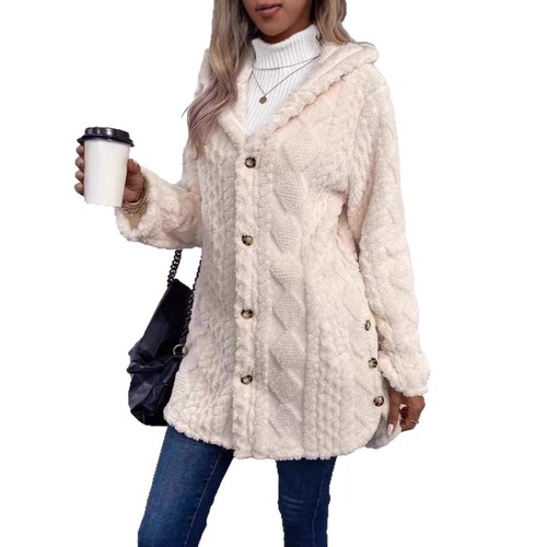 2025 Autumn/Winter Amazon Independent Store European and American Style Hooded Double-Faced Fleece Long-Sleeve Casual Warm Jacket