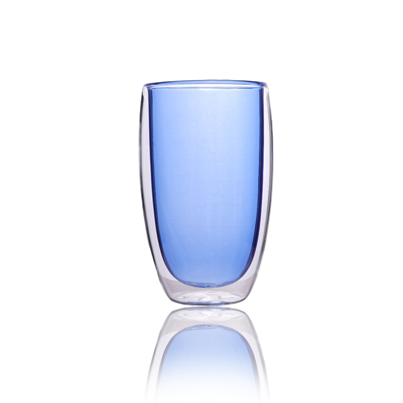 Copa de agua de vidrio color liner borosilicato vidrio taza de café casa creativa de doble capa taza personalizada