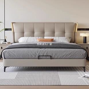 Italian light luxury bed master bedroom size double bed 1m 8 wedding bed modern simple storage soft foreskin bed