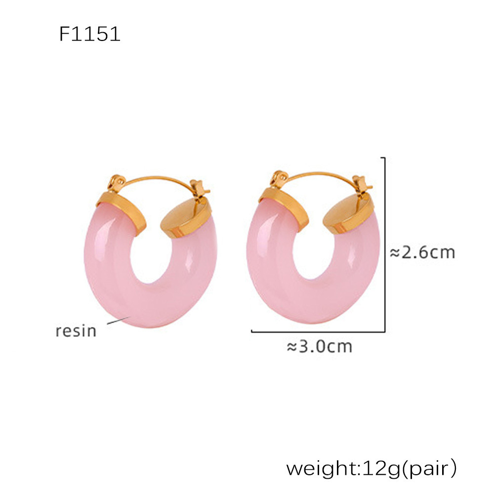 Dopamine Candy Colour Resin Square Earrings For Women Titanium Steel_voghion.com