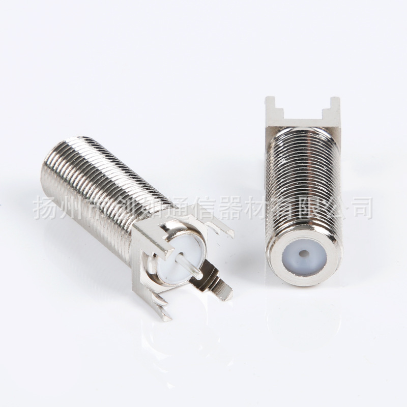 English translation of the given phrase: "Coaxial RF Connector for Extended British System F Four-Quadrant Seats, Soldered PCB Circuit Board Zinc Alloy Plated Nickel"