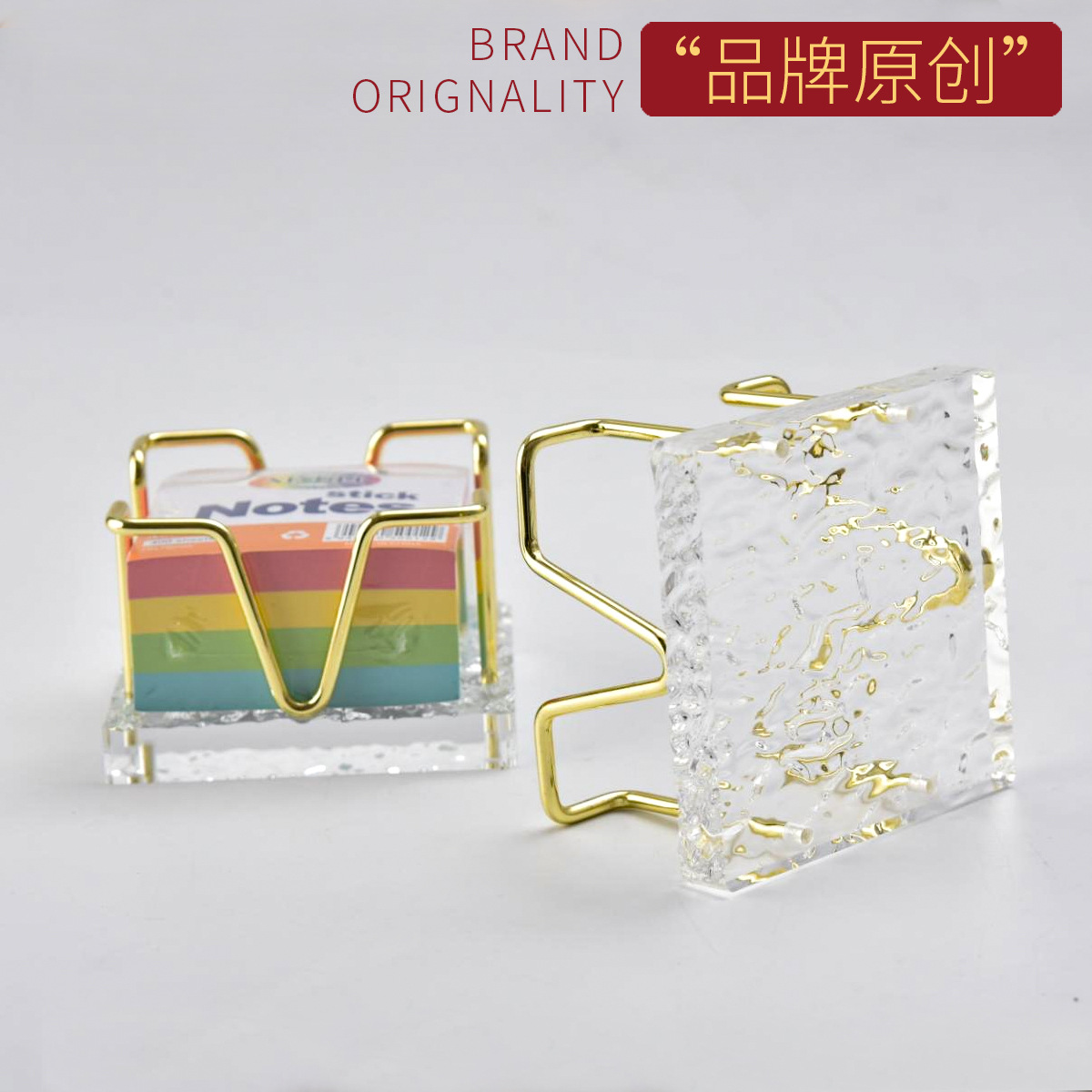 Transparent Acrylic Sticky Note Storage Box for Students, Creative Multifunctional Tearable Note Paper Stationery Supplies Note Box