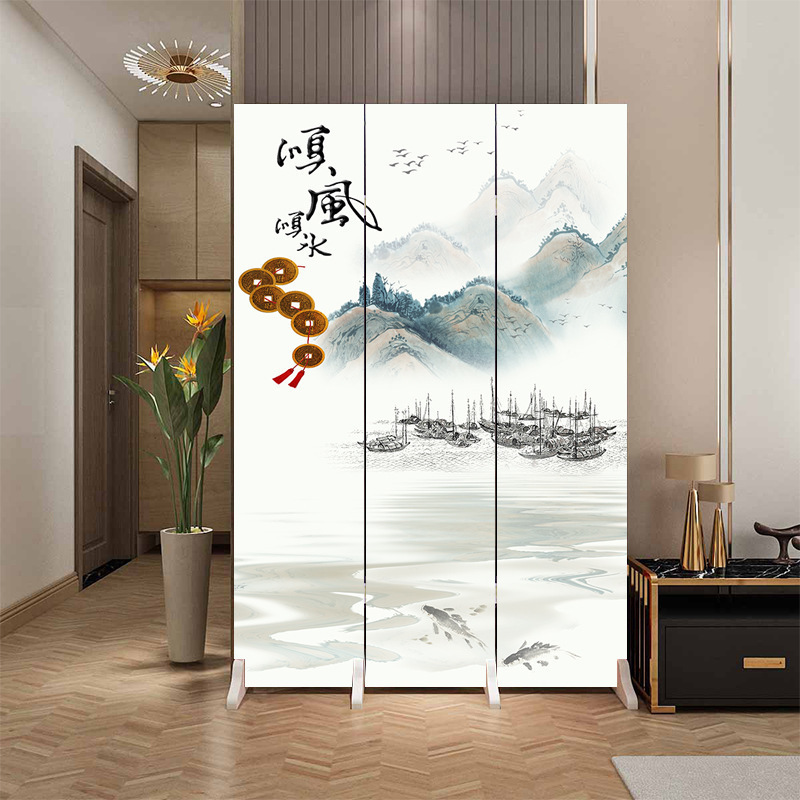 中国風の家庭用スクリーン玄関ドア、ドアパーティション、リビングルーム、オフィス、寝室の遮蔽、折りたたみ式可動玄関|undefined