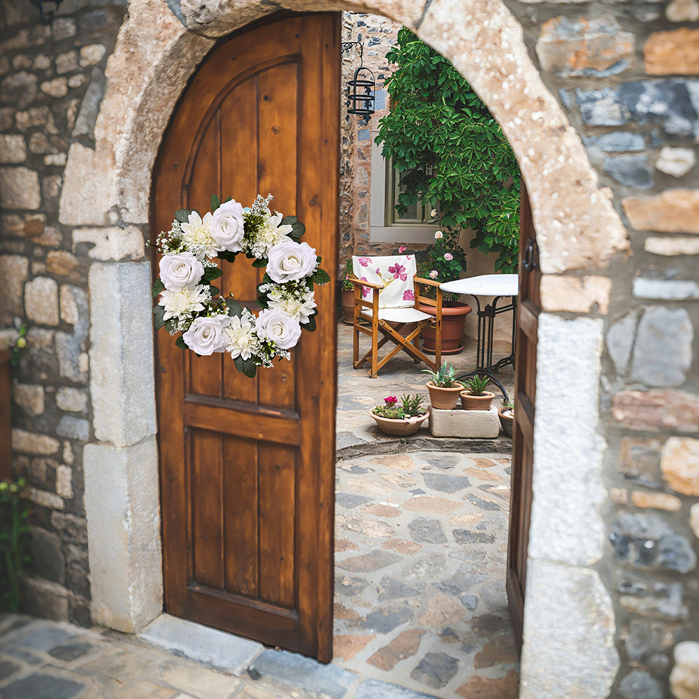 Simulación de peonía rosa guirlanda de flores de Navidad rosa de flores de flores