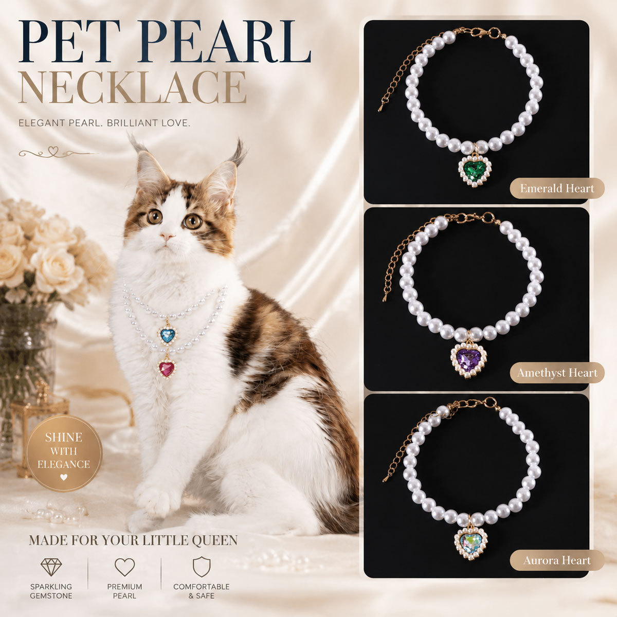 Collar de perlas de diamante de color para mascotas collar de perlas para perros gatos perros fabricantes de joyas exquisitas al por mayor
