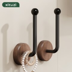 Xituzi クルミ木目調ヘアバンド、ヘアロープ収納フック、パンチフリー壁掛けヘアアクセサリークリップ、ゴムバンドフック