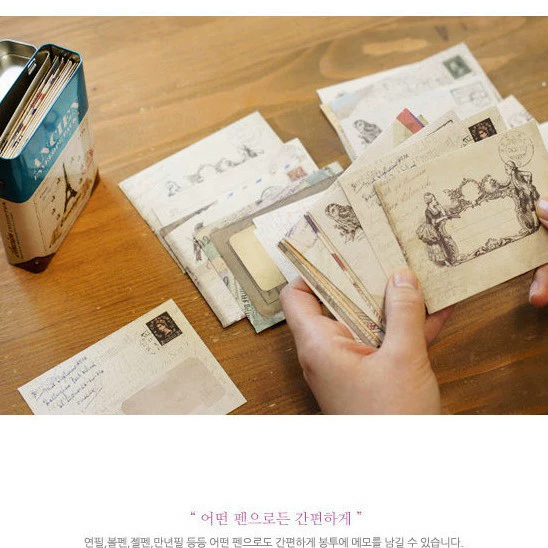 Мини-серия в стиле ретро в европейском стиле красочный маленький конверт поздравительная открытка с сообщением, украшенная 12 карточками