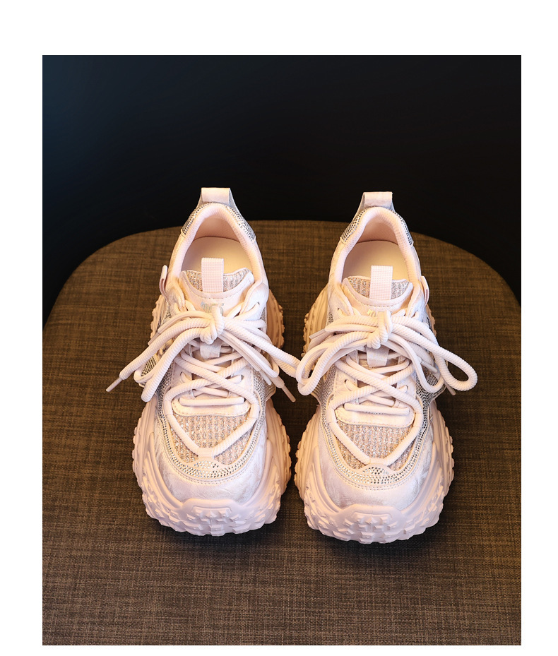 Giày sneaker nữ đế dày tăng chiều cao, lưới thoáng khí, phong cách thể thao — màu hồng chi tiết 18