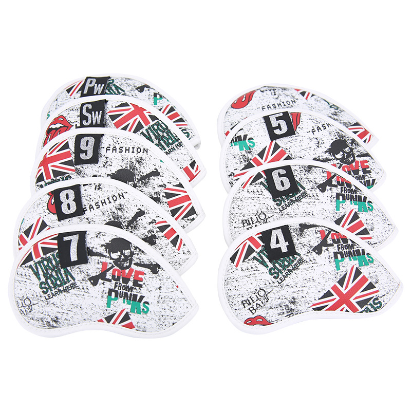 Transfronterizo nuevo golf impreso cubierta de poste de hierro pu cubierta del club accesorios de moda cubierta de protección de oro suministros al por mayor