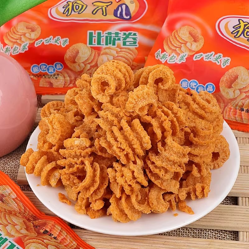 狗牙儿比萨卷小包装儿时怀旧追剧解馋零食小吃休闲膨化食品批发