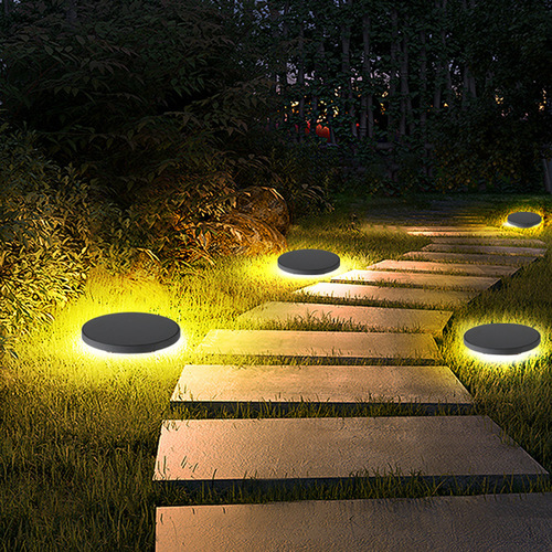 Ground lawn lamp outdoor landscape gardening lawn lamp led simple round aluminum floor lamp