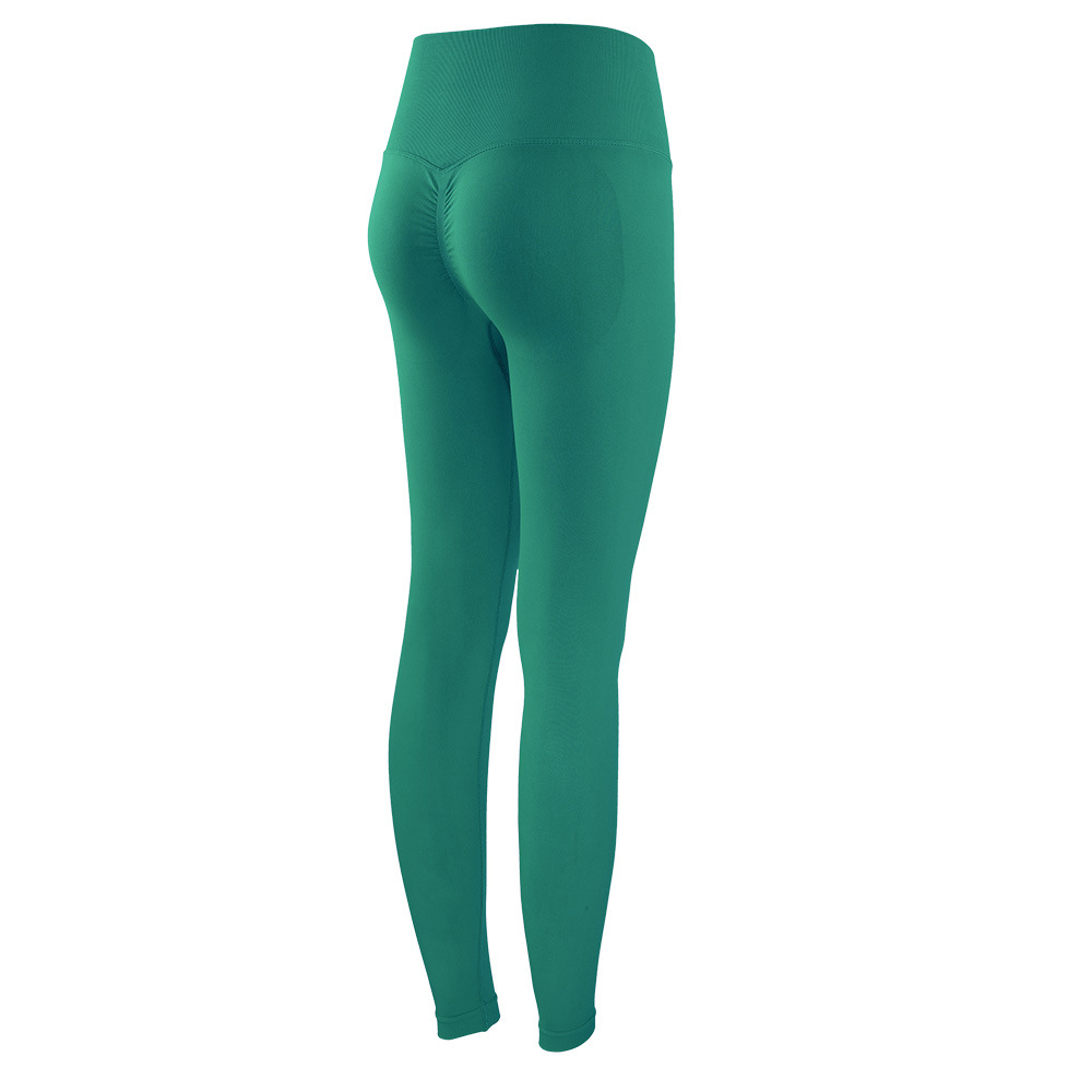 Nuevos pantalones de fitness de lycra transfronterizos de melocotón de cintura alta Mujer Desnuda cadera levantamiento apretado Pantalones deportivos pantalones de yoga sin costuras