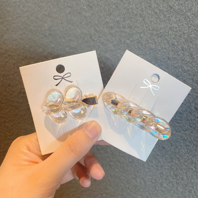 12g Weight Headwear Classification Festival Occasion Heart Pattern Women'S Gender Korean Laser Transparent Ice Cube Hairpin 3