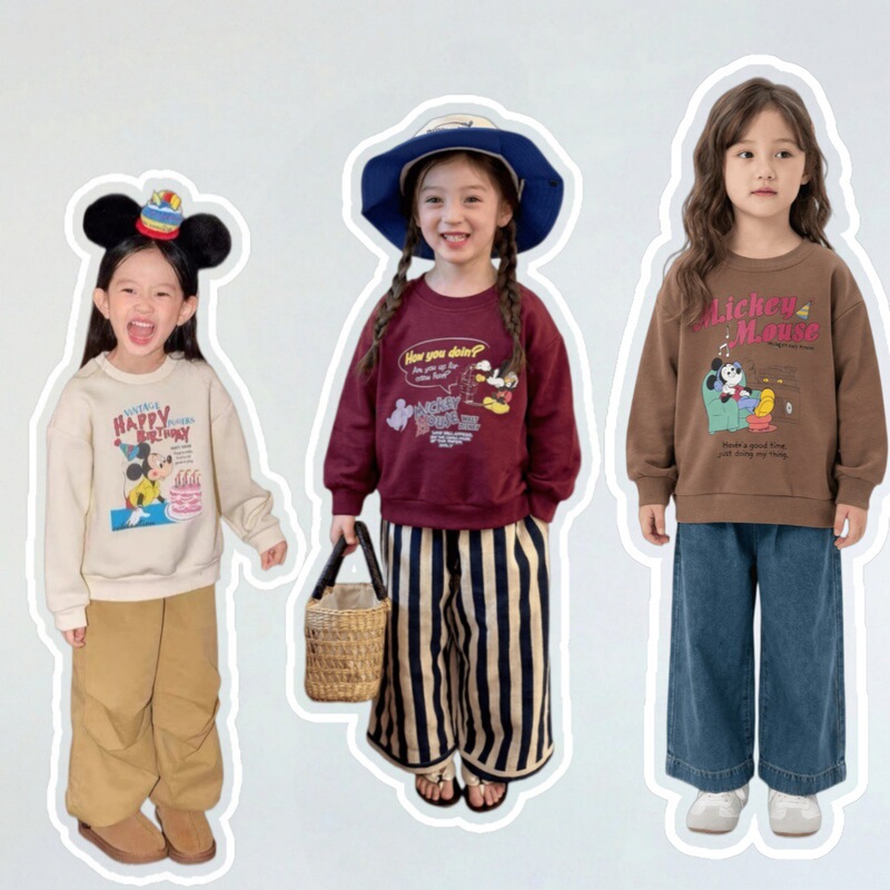 Children's Sweatshirt with Birthday Theme, Mickey Sweatshirt for Boys and Girls, Cartoon Print Top, Cute and Playful Parent-Child Sweatshirt, Trendy